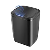 WMLBK Automatic Mülleimer 12 Liter Bewegungssensor-Mülleimer Mülleimer Automatisch mit Deckel Berührungsloser Mülleimer für Küche, Badezimmer,Bad oder Büro (Schwarz)