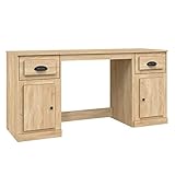 Tidyard Schreibtisch mit Stauraum Computer Workstation Büro PC-Tisch Bürotisch Schülerschreibtisch Computertisch Kinderschreibtisch Arbeitstisch 154,5 x 50 x 75 cm (L x B x H) Sonoma-Eiche