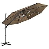 JUNZAI Sonnenschirm, Sonnenschutz Garten, Sonnenschirm Terrasse, Balkonsonnenschirme, Balkon Sonnenschutz, Balkon Sichtschutz Uv-schutz, mit Aluminium-Mast 4-lagig Taupe 3x3 m