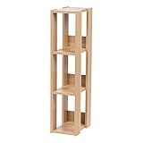 Iris Ohyama, Bücherregal, 3-stufiges Regal, 14 cm breite verstellbare Regale, Stabil, Industriell, Waschküche, Wohnzimmer, Eingangsbereich, Schlafzimmer, Büro - Open Wood Rack OWR-200- Hellbraun