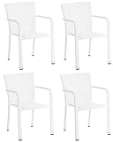 CLP Polyrattan-Gartenstühle Leonie I Pflegeleichte Outdoor-Stapelstühle I Wetterbeständige Gartenstühle I erhältlich, Farbe:weiß