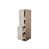 Flex Well Midi-Apothekerschrank Nepal - Hochschrank - 2 Front-Auszüge - 4 Schubkästen - Breite 30 cm - Creme glänzend/Eiche Sonoma