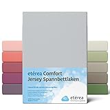 etérea Comfort Jersey Spannbettlaken 180x200-200x200 cm - 100% Baumwolle Boxspring Spannbetttuch Bettlaken bis 25 cm Matratze - Silber