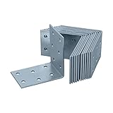 HELPMATE Lochplattenwinkel 60x60x40 mm, galvanisch verzinkt, blau passiviert, Holzverbinder, Winkelverbinder, 12 Stück, Silber, 8099980