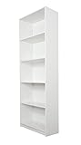 Home Collective Bücherregal Aktenregal Standregal Raumteiler weiß mit 5 offenen Fächern aus MDF Holz | Breite 50 cm