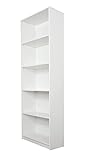 Home Collective Bücherregal Aktenregal Standregal Raumteiler weiß mit 5 offenen Fächern aus MDF Holz | Breite 50 cm