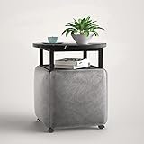 5-in-1 stapelbarer Beistelltisch, stapelbare Hocker, 5-teiliges Set mit stapelbarem Ottomane und Couchtisch, würfelförmiger Stuhl mit drehbaren Rollen, Fußhocker für Wohnzimmer, Heimbüro (FA