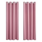 Amazon Brand - Umi 2 Stück Gardinen Vorhänge Verdunkelung Vorhang Blickdicht mit Ösen Wohnzimmer Gardinen Kinderzimmer Schlafzimmer 175x140cm(LxB) Rosa