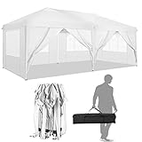 cobizi 3x6M Pavillon Outdoor Faltpavillon,Schwerlast Pavillon Passerdichte Faltzelt,mit 6 Seitenwänden für Party im Freien, Hochzeit, kommerzielle Veranstaltung,Weiß