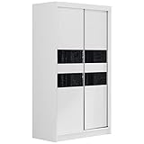 MKS MEBLE Kleiderschrank 120 cm - Schwebetürenschrank Flurschrank Wardrobe - Schlafzimmerschrank Sammlung Finland - Weiß und Weiß Schwarz - Modern Design