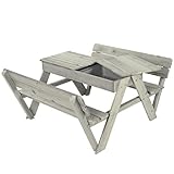ONVAYA® Kindersitzgarnitur aus Holz | Grau | Kindersitzgruppe mit Rückenlehnen für bis zu 4 Kinder | Praktische Kinderpicknickbank mit ausreichend Stauraum