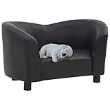 JUNZAI Hundesofa, Hundecouch, Katzensofa, Hundebett Sofa, Hunde Couch Sofa, Hunde Sofabett, Hundesessel, Schwarz 67x41x39 cm Kunstleder