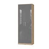 SMARTBett Schrank Kleiderschrank Aktenschrank 80 cm Wildeiche/Anthrazit Glanz