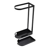 Schirmständer Haushalt Lagerregal für 7-9 Schirme, Boden-/Wandmontage Halterung für Zwei Verwendungszwecke für Diele/Eingang/Foyer/Veranda, 2 Haken und Abnehmbare Abtropfschale ( Color : Black )
