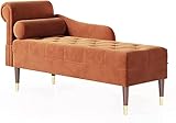 Vesgantti Chaiselongue Samt Recamiere Premium Schlafsofa Relaxliege Sessel Minimalismus Armlehnensofa mit Zylindrisches Lendenkissen