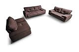 mb-moebel Polstergarnitur Sofa Set 3er & 2er & Sessel 3-2-1 Wohnlandschaft 3-Sitzer und 2-Sitzer Möbel Set - ENZO (Braun)