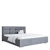 MKS MEBLE - Lazio Polsterbett mit Kopfteil - Doppelbett mit Bettkasten für Schlafzimmer, Jugendzimmer - Deko Bed mit Lattenrost - 120x200 - Dunkelgrauer Monolith