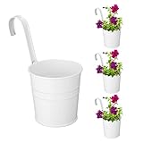 4 Stücke Hängender Blumentopf Blumenvase Hängetopf Metall Eimer Wand Pflanztopf Übertopf mit Haken Blumeneimer zum Aufhängen für Outdoor Balkon Garten Landhaus Deko （10.5*10*8.2cm/4.1*3.9*3.2inch）