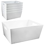 6x Ordnungsboxen - 15cm hoch - WEIß - 35x26x15cm - 11,5 Liter - DINA4 - Ordnungskorb - Schubladenorganizer Schublade - Organizerbox Ordnungssystem Kunststoff Aufbewahrung Bad Korb Schrank Schreibtisch