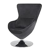 Mingone Sessel Wohnzimmer Loungesessel Drehbar Cocktailsessel Einzelsessel Sessel aus Samt Stuhl mit Kissen Retro Design (Schwarz)