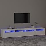 BULANED TV-Schrank mit LED-Leuchten, TV Lowboard, Fernsehschrank, Fernsehtisch, Fernseher Schrank, TV Sideboard, TV Board, TV Cabinet, Weiß 240x35x40 cm