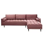 Invicta Interior Elegantes Ecksofa Cozy Velvet 260cm Altrosa Samt Federkern 3er-Sofa Samtoptik Eckcouch Sofa Couch