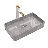 Bathroom Sink/Waschbecken Bad Rechteckige Keramik-Waschbecken mit Marmorstruktur, 59,6 x 33,8 cm, modernes Rechteck, Grau, Badezimmer-Waschbecken über der Theke, Wasserhahn nicht im Lieferumfang entha