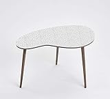 Queence Design-Tisch 'Weißer Mosaik' 60x40 cm | Beistelltisch | Gartentisch | Kaffeetisch | Couchtisch | Retro Design | Coffee Table Tisch | Nierentisch | Telefontisch | Größe: 60x40x40 cm