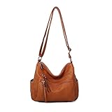 OBC Damen Tasche Shopper Schultertasche Umhängetasche Crossbody Henkeltasche Beuteltasche Crossover Handtasche City Bag Reise Kunst-Leder Cognac