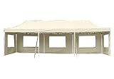 Profi Faltpavillon Partyzelt Pavillon 3x9 m mit Seitenteilen - hochwertige Ausführung - wasserdichtes Dach mit PVC-Coating - 270 g/m² incl. Tragetasche und Zubehör – Farbe: Champagner