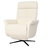 Mendler Relaxsessel HWC-L10, Design Fernsehsessel TV-Sessel Liegesessel, Liegefunktion drehbar, Voll-Leder - Creme-weiß