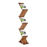 DISPLAY SALES Prospektständer Holz Zick-Zack | Zeitschriftenhalter für 5 x DIN A4 Prospekte | Prospekthalter aus Holz mit Prospektablage | Flyerhalter, Zeitschriftenständer, Buchaufsteller
