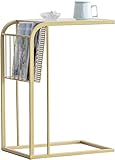 Beistelltische Beistelltisch, C-förmiger Beistelltisch, schlanker Glas-Couchtisch, mobiler Laptop/Snack/Teetische, platzsparender Sofatisch (Größe: 45 x 35 x 65 cm, Farbe: Gold)
