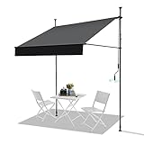 smartdemo Klemmmarkise Markise Balkon ohne Bohren, (200 cm x 125 cm) Anthrazit 2023 Upgrade Balkonmarkise, 2in1 Sonnenschutz Balkon terrassenüberdachung, höhenverstellbar und wasserdicht