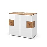 Vicco Waschtischunterschrank Waschbeckenunterschrank Eden Weiß Artisan modern 73x64 cm Badezimmer Schrank Badschrank Badkommode Badmöbel 2 Türen Hochglanz