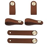 6 Stück Ledergriffe Möbel, Griff Möbelknöpfe, Braun Möbelgriffe Leder, Schrankgriffe Schubladengriff Schrankknöpfe Möbelknöpfe mit Schrauben, für Schränke, Kleiderschrank, Schublade, Küche