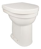 'aquaSu® Stand-WC-Set liDano +10 cm | Erhöhtes WC | Weiß | Inklusive WC-Sitz | Für Senioren und große Menschen | Flachspüler | Abgang innen senkrecht | Bodenstehend | Keramik | 02603 1