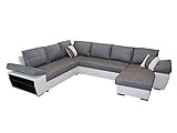 Modernes Ecksofa mit Schlaffunktion Espanya Pano Schlafsofa Eckcouch Wohnlandschaft XXL Big Sofa Groß Kunstleder Gewebe mit Ablage verstellbare Armlehnen 19 (RECHTS)