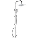 KOLMAN Duscharmatur Set Regendusche Chrom KVADRATO Handbrause, Duschsystem Brausegarnitur
