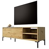 Newroom TV Lowboard Wildeiche Artisan Eiche TV Schrank Modern Vintage - 150x49x40 cm (BxHxT) - Fernsehtisch TV Board Rack - [Savage.six] Wohnzimmer