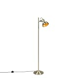 Qazqa - Landhaus I Vintage Industrie I Vintage I Stehlampe Gold I Messing I Messing 1-flammig - Tommy I Wohnzimmer I Schlafzimmer - Stahl Länglich - LED geeignet E14