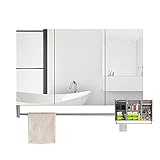 Spiegelschränke Badezimmerschrank mit Spiegeln Badezimmer Edelstahl dreitüriges Badezimmer Wandmontage multifunktional mit Handtuchhalter
