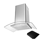 CIARRA ASS6506C Energieeffizienz A Dunstabzugshaube 60cm 370m³/h mit CBCF004 Aktivkohlefilter Abluft Umluft Wandhaube aus silber Edelstahl Glas LED Beleuchtung Wandabzugshaube Abzugshaube