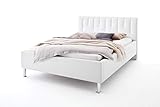 Supply24 since 2004 Luxus Designer Polsterbett Rimini mit Swarovski® Kristallen Glitzer Leder Bett Weiss Lederbett Bling Bling Doppelbett Jugendbett Bettgestell günstig (140 x 200 cm)