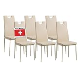 ALBATROS Esszimmerstühle 6er Set Salerno, Beige - Edles Italienisches Design, Kunstleder-Bezug, bequemer Polsterstuhl - Moderner Küchenstuhl, Stuhl Esszimmer oder Esstisch Stuhl