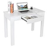KUIKUI Einfacher weißer Computertisch, Esstisch, Arbeitszimmer, Schreibtisch für Zuhause, Büro, Schlafzimmer, Wohnzimmer, Laptops, Papierkram