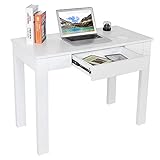 KUIKUI Einfacher weißer Computertisch, Esstisch, Arbeitszimmer, Schreibtisch für Zuhause, Büro, Schlafzimmer, Wohnzimmer, Laptops, Papierkram