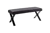 byLIVING Vorbank Claude/Moderne Sitzbank mit Vintage-Bezug in schwarz/Metall Gestell schwarz pulverbeschichtet/Bank ohne Rückenlehne/B 141, H 51, T 51,5 cm