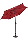 RELAX4LIFE Sonnenschirm Ø 3m, Ampelschirm mit Kurbelmechanismus, Gartenschirm Polyester, Marktschirm UV-beständig und Wasserabweisend, Kurbelschirm Eisenstruktur (Rot)