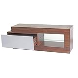 Mendler TV-Rack HWC-B51, Fernsehtisch Lowboard Schrank, 3D-Struktur Walnuss-Optik Hochglanz 55x150x47cm